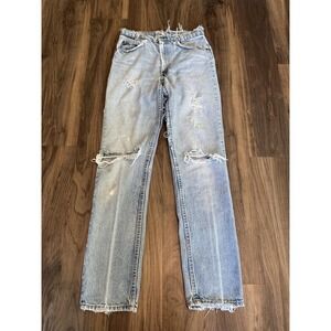 Levi's Jeans Women's 26x32 Orange Tab Vintage Blue Light Wash Distressed Denim